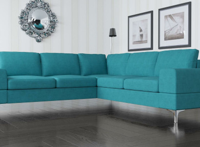 Bank hoekbank stof woonkamer ontwerp modern L-vorm turquoise meubels luxe banken